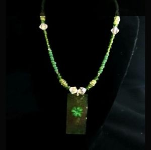 Green Lucky Shamrock Necklace